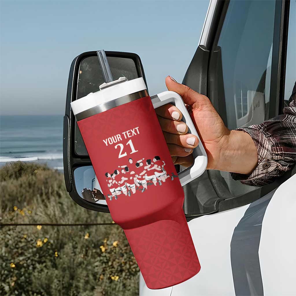 Custom Tonga Rugby Mate Ma'a Tumbler With Handle Tonga XIII Make History Pacific Champions LT9 - Polynesian Pride