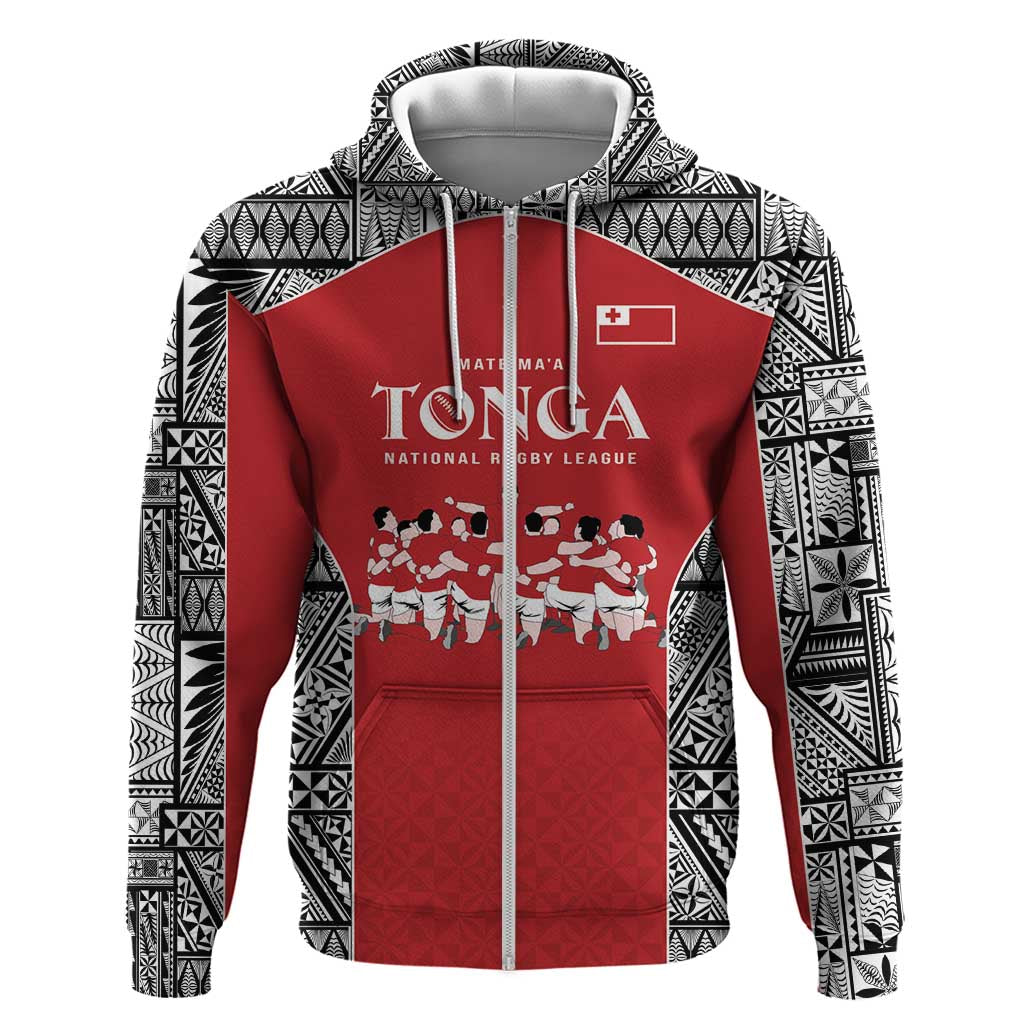 Custom Tonga Rugby Mate Ma'a Zip Hoodie Tonga XIII Make History Pacific Champions LT9 Zip Hoodie Red - Polynesian Pride