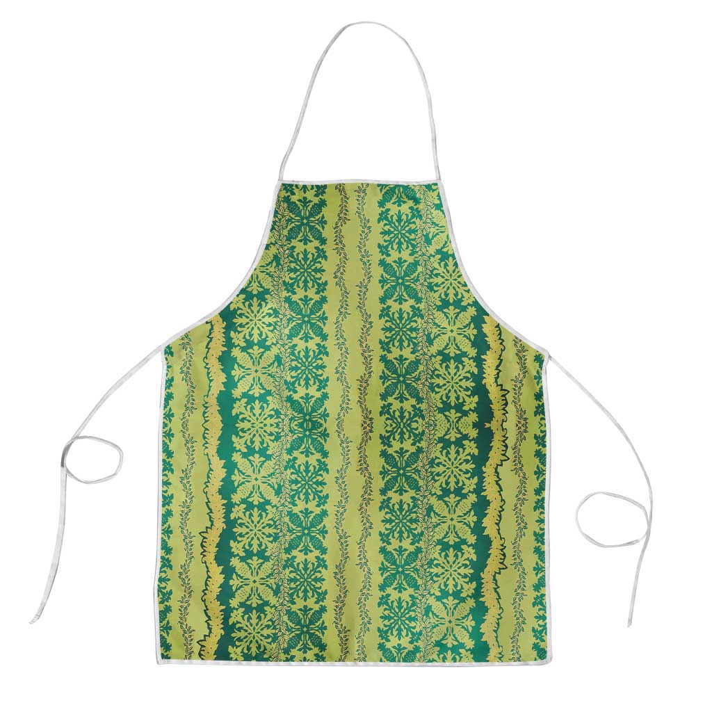 Hawaii Lei with Tribal Quilt Motif Apron LT9 Green - Polynesian Pride