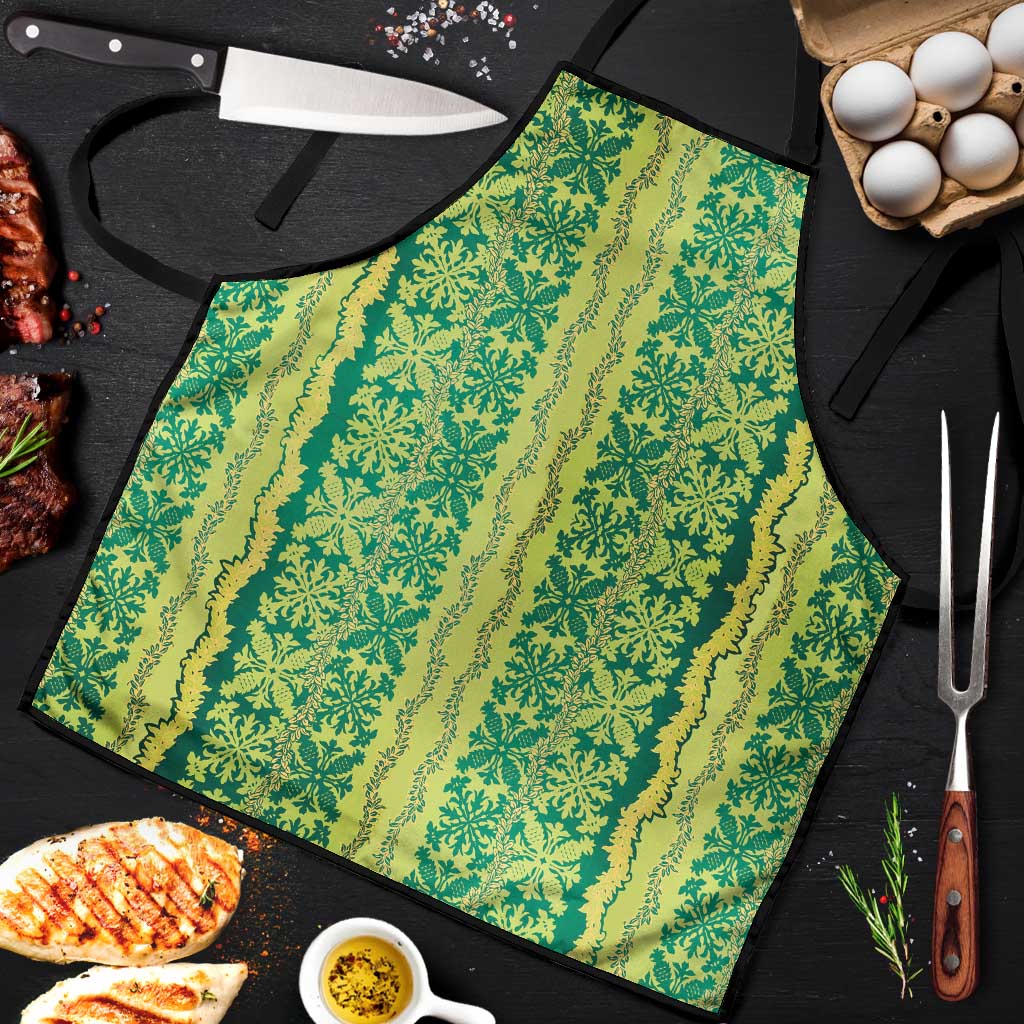Hawaii Lei with Tribal Quilt Motif Apron LT9 Green - Polynesian Pride