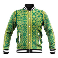 Hawaii Lei with Tribal Quilt Motif Baseball Jacket LT9 Unisex Green - Polynesian Pride