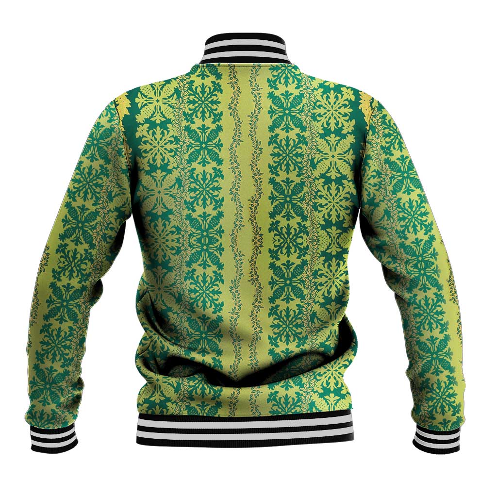 Hawaii Lei with Tribal Quilt Motif Baseball Jacket LT9 - Polynesian Pride
