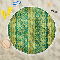 Hawaii Lei with Tribal Quilt Motif Beach Blanket LT9 One Size 150cm Green - Polynesian Pride