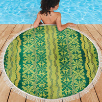 Hawaii Lei with Tribal Quilt Motif Beach Blanket LT9 - Polynesian Pride
