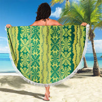 Hawaii Lei with Tribal Quilt Motif Beach Blanket LT9 - Polynesian Pride