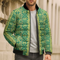 Hawaii Lei with Tribal Quilt Motif Bomber Puffer Jacket LT9 - Polynesian Pride