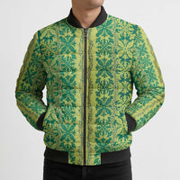Hawaii Lei with Tribal Quilt Motif Bomber Puffer Jacket LT9 - Polynesian Pride