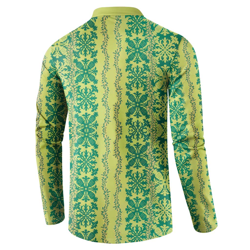 Hawaii Lei with Tribal Quilt Motif Button Sweatshirt LT9 - Polynesian Pride
