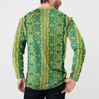 Hawaii Lei with Tribal Quilt Motif Button Sweatshirt LT9 - Polynesian Pride