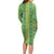 Hawaii Lei with Tribal Quilt Motif Family Matching Long Sleeve Bodycon Dress and Hawaiian Shirt