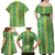 Hawaii Lei with Tribal Quilt Motif Family Matching Off Shoulder Maxi Dress and Hawaiian Shirt