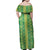 Hawaii Lei with Tribal Quilt Motif Family Matching Off Shoulder Maxi Dress and Hawaiian Shirt