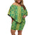 Hawaii Lei with Tribal Quilt Motif Family Matching Off Shoulder Short Dress and Hawaiian Shirt