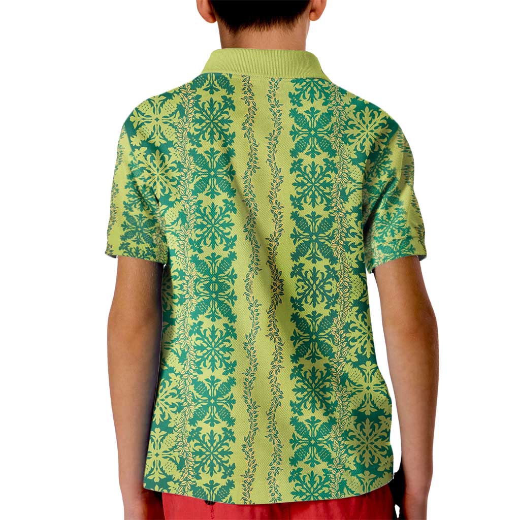 Hawaii Lei with Tribal Quilt Motif Kid Polo Shirt LT9 - Polynesian Pride