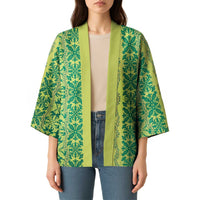 Hawaii Lei with Tribal Quilt Motif Kimono LT9 - Polynesian Pride