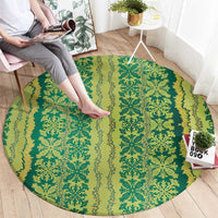 Hawaii Lei with Tribal Quilt Motif Round Carpet LT9 - Polynesian Pride