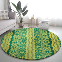 Hawaii Lei with Tribal Quilt Motif Round Carpet LT9 - Polynesian Pride