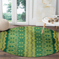 Hawaii Lei with Tribal Quilt Motif Round Carpet LT9 - Polynesian Pride