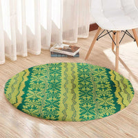 Hawaii Lei with Tribal Quilt Motif Round Carpet LT9 - Polynesian Pride