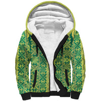 Hawaii Lei with Tribal Quilt Motif Sherpa Hoodie LT9 Unisex Green - Polynesian Pride