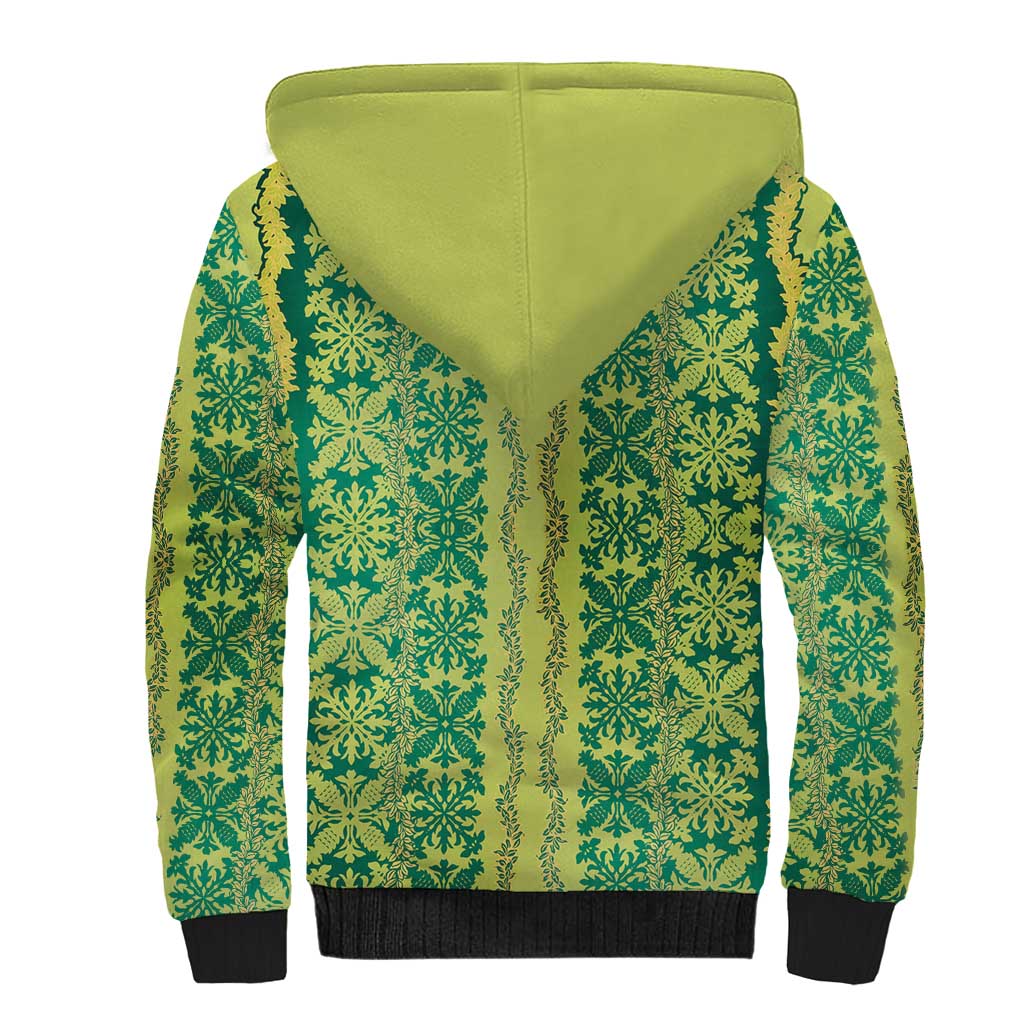 Hawaii Lei with Tribal Quilt Motif Sherpa Hoodie LT9 - Polynesian Pride