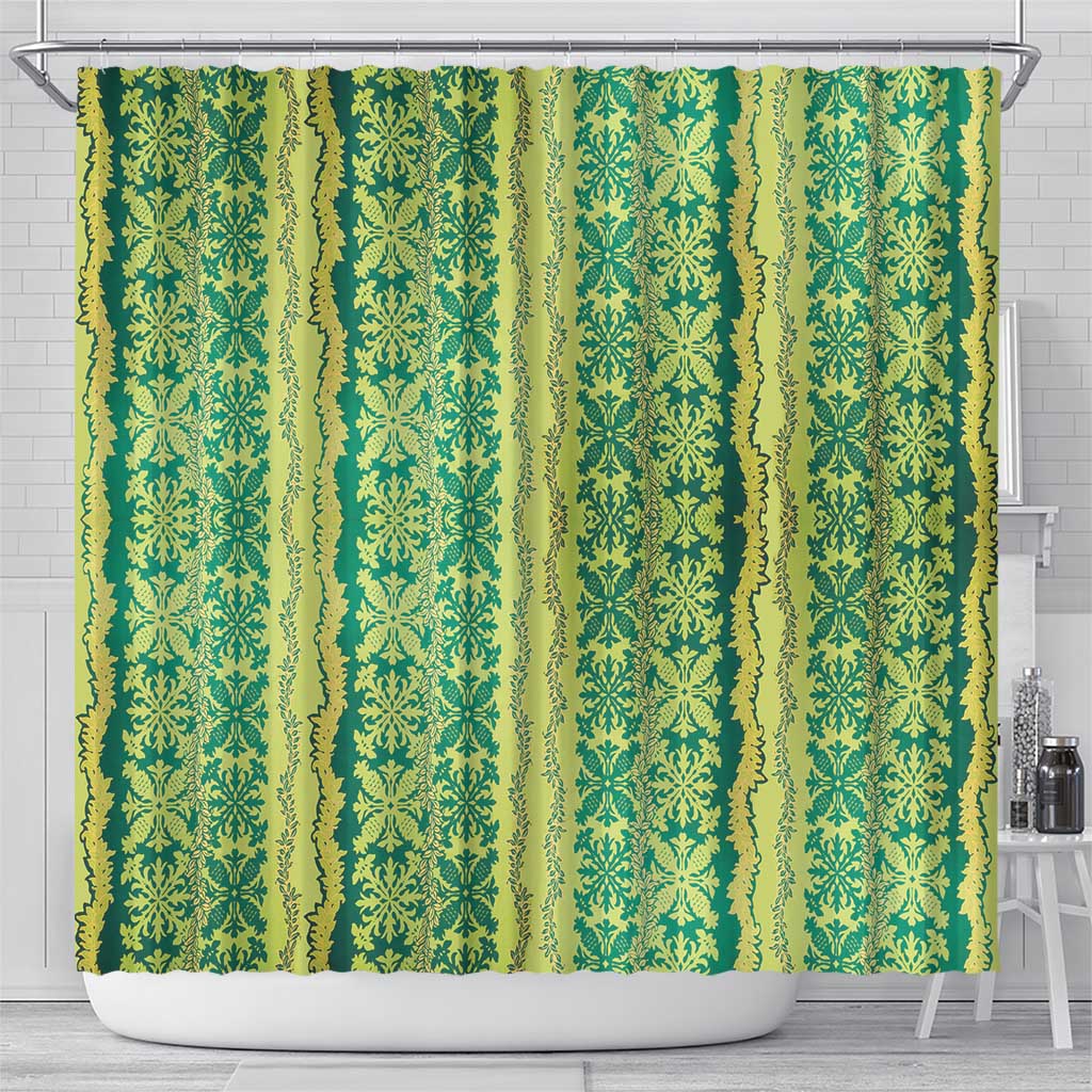 Hawaii Lei with Tribal Quilt Motif Shower Curtain LT9 - Polynesian Pride