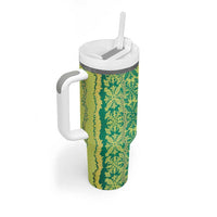 Hawaii Lei with Tribal Quilt Motif Tumbler With Handle LT9 - Polynesian Pride