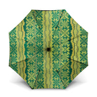 Hawaii Lei with Tribal Quilt Motif Umbrella LT9 One Size Folded 11.42 inch Opened Diameter 37.4 inch Green - Polynesian Pride