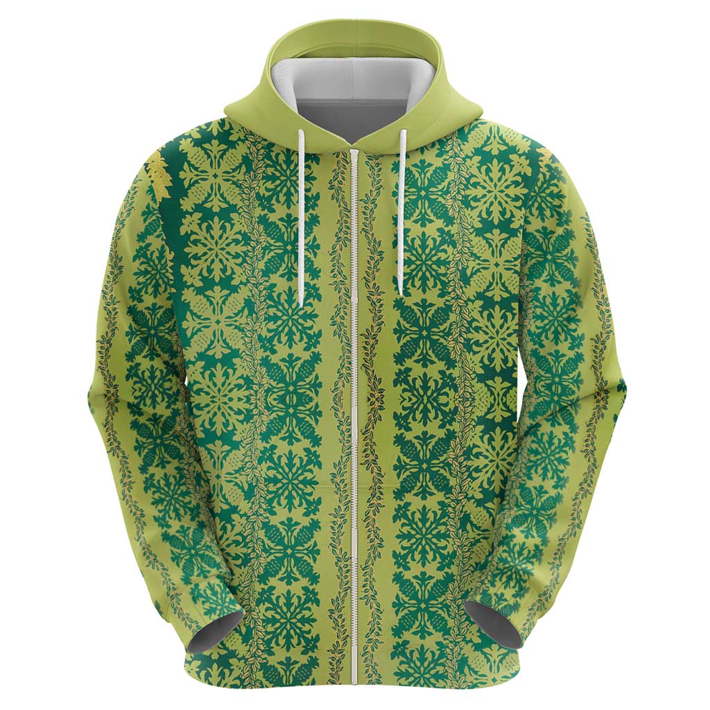 Hawaii Lei with Tribal Quilt Motif Zip Hoodie LT9 - Polynesian Pride