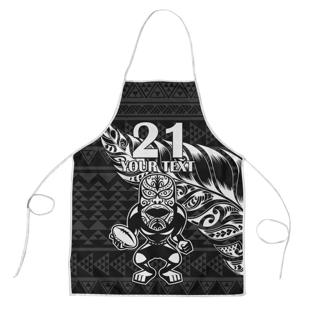 New Zealand Rugby Warrior Custom Apron Black Fern Taniko Motif LT9 Black - Polynesian Pride