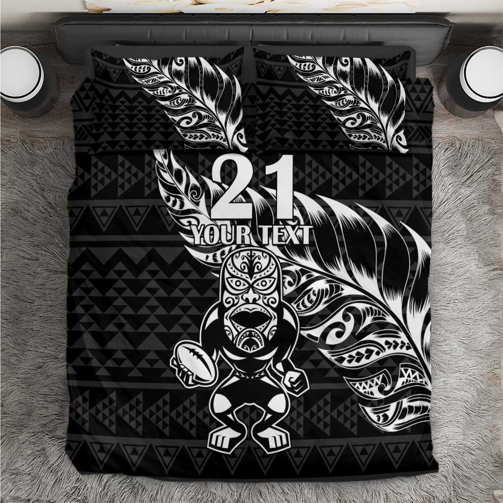 New Zealand Rugby Warrior Custom Bedding Set Black Fern Taniko Motif LT9 Black - Polynesian Pride