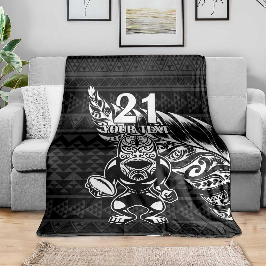New Zealand Rugby Warrior Custom Blanket Black Fern Taniko Motif LT9 - Polynesian Pride