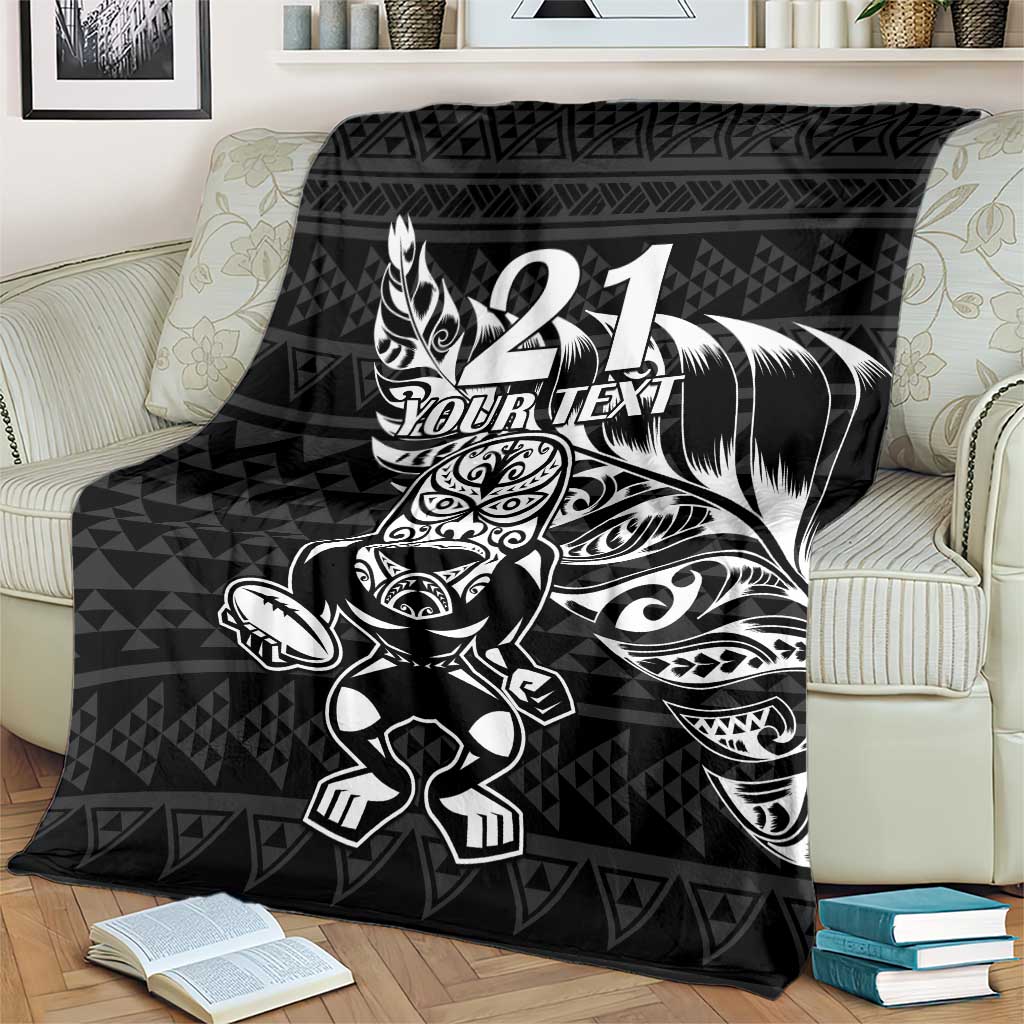 New Zealand Rugby Warrior Custom Blanket Black Fern Taniko Motif LT9 - Polynesian Pride