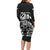 New Zealand Rugby Warrior Custom Long Sleeve Bodycon Dress Black Fern Taniko Motif