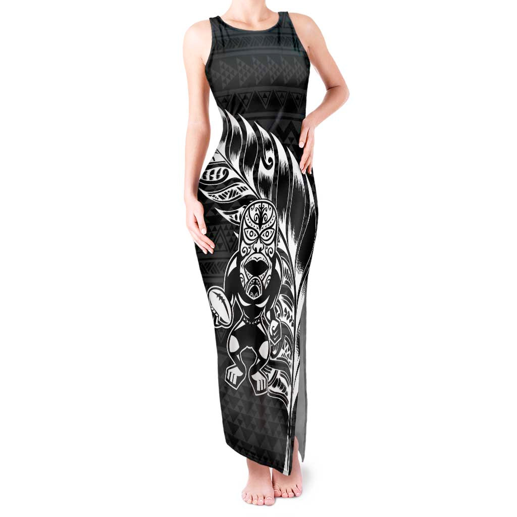 New Zealand Rugby Warrior Custom Tank Maxi Dress Black Fern Taniko Motif