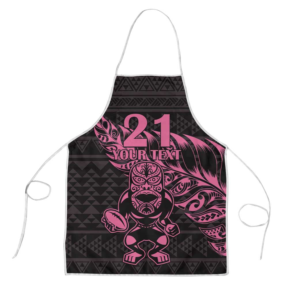 New Zealand Rugby Warrior Custom Apron Pink Fern Taniko Motif LT9 Pink - Polynesian Pride