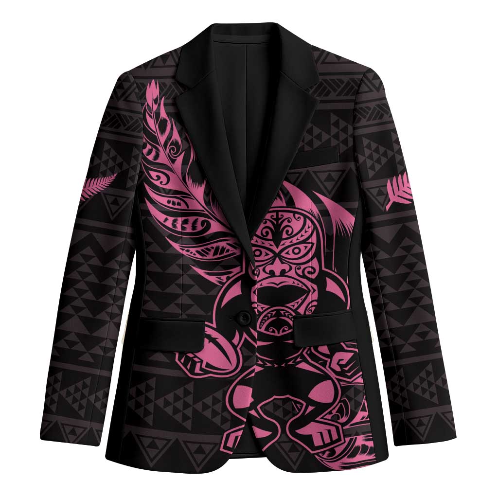 New Zealand Rugby Warrior Custom Blazer Pink Fern Taniko Motif LT9 Unisex Pink - Polynesian Pride