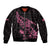 New Zealand Rugby Warrior Custom Bomber Jacket Pink Fern Taniko Motif