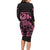 New Zealand Rugby Warrior Custom Long Sleeve Bodycon Dress Pink Fern Taniko Motif