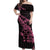 New Zealand Rugby Warrior Custom Off Shoulder Maxi Dress Pink Fern Taniko Motif