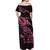 New Zealand Rugby Warrior Custom Off Shoulder Maxi Dress Pink Fern Taniko Motif