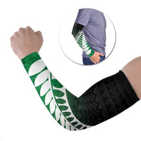 Green Silver Fern Spirit Taniko Tukutuku Personalised Arm Sleeves LT9 Set of 2 Green - Polynesian Pride
