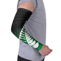 Green Silver Fern Spirit Taniko Tukutuku Personalised Arm Sleeves LT9 - Polynesian Pride