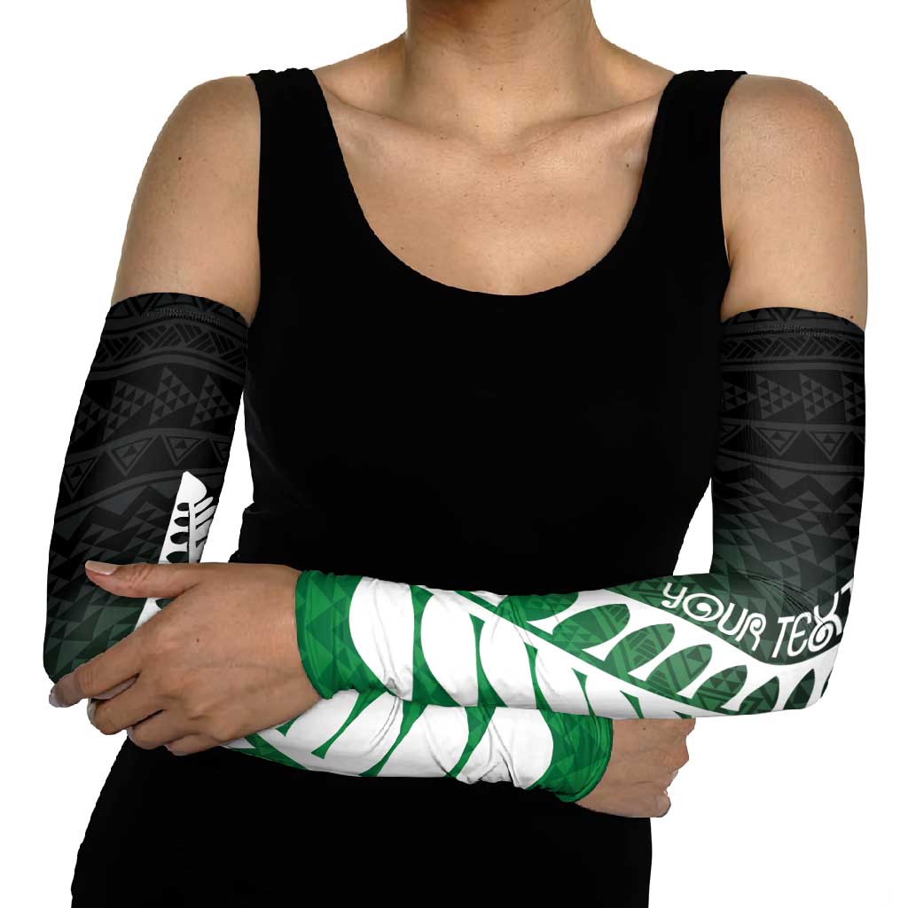Green Silver Fern Spirit Taniko Tukutuku Personalised Arm Sleeves LT9 - Polynesian Pride