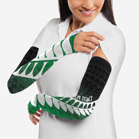 Green Silver Fern Spirit Taniko Tukutuku Personalised Arm Sleeves LT9 - Polynesian Pride