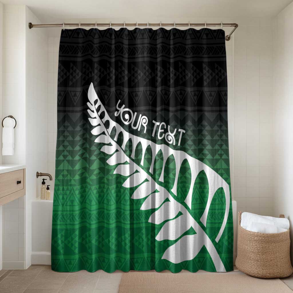 Green Silver Fern Spirit Taniko Tukutuku Personalised Bathroom Set LT9 Shower Curtain Only Green - Polynesian Pride