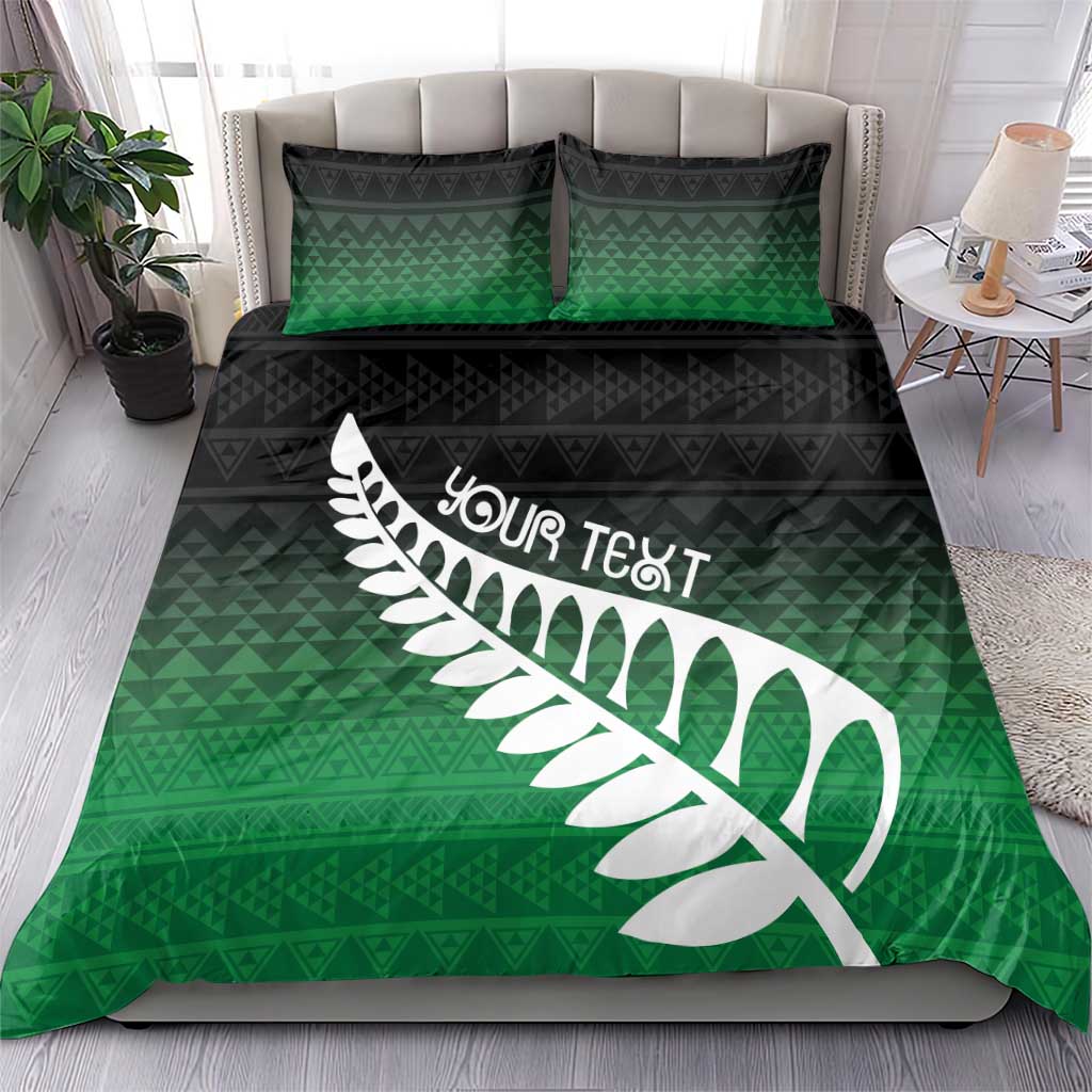 Green Silver Fern Spirit Taniko Tukutuku Personalised Bedding Set LT9 - Polynesian Pride
