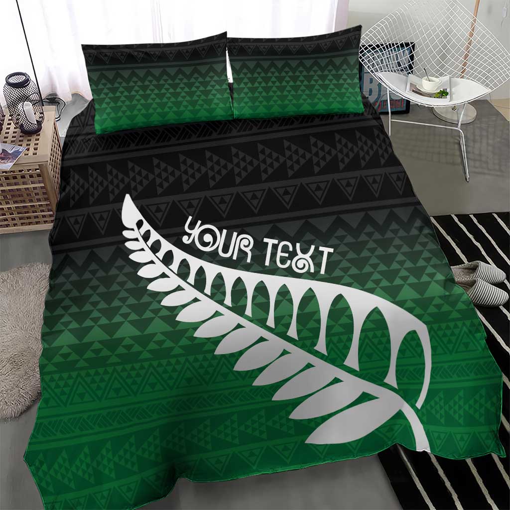 Green Silver Fern Spirit Taniko Tukutuku Personalised Bedding Set LT9 - Polynesian Pride
