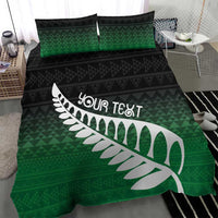 Green Silver Fern Spirit Taniko Tukutuku Personalised Bedding Set LT9 - Polynesian Pride