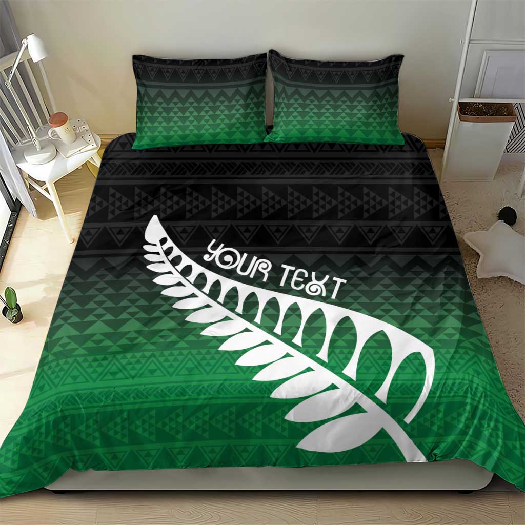 Green Silver Fern Spirit Taniko Tukutuku Personalised Bedding Set LT9 - Polynesian Pride
